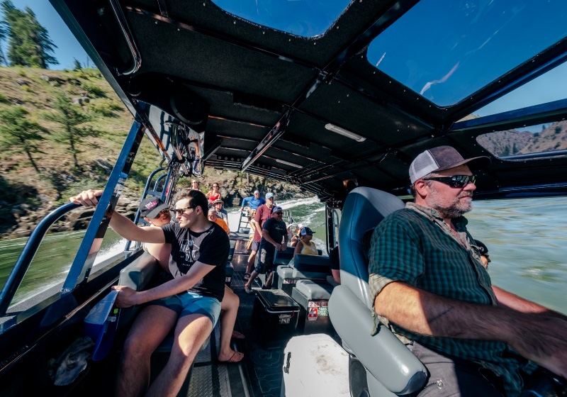 having fun on a jet boat tour