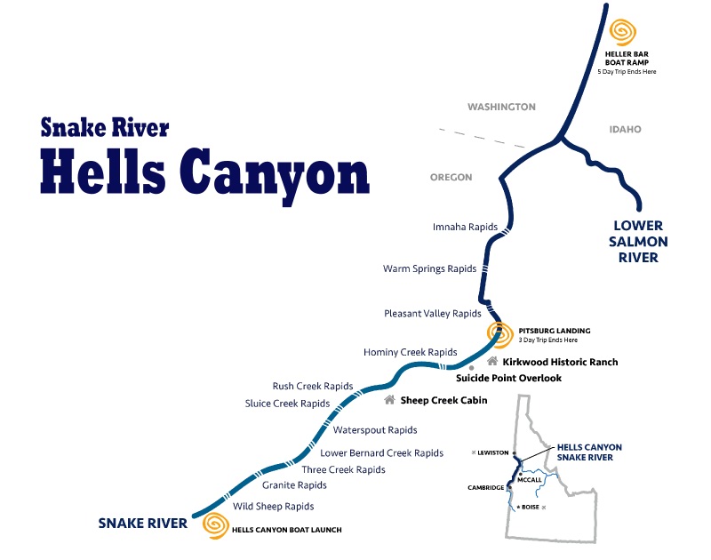 jet boat tours in hells canyon map with launch sites