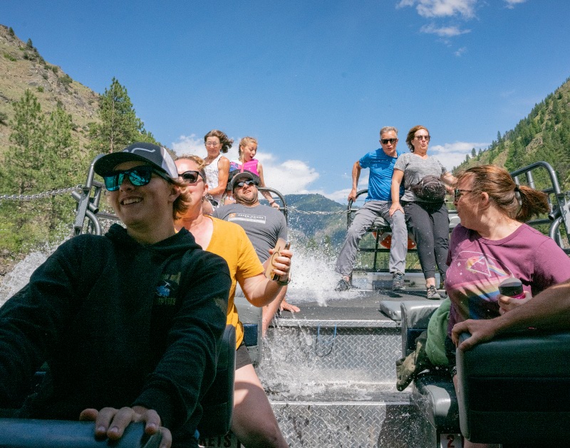 Running main salmon rapid on a jet boat tour